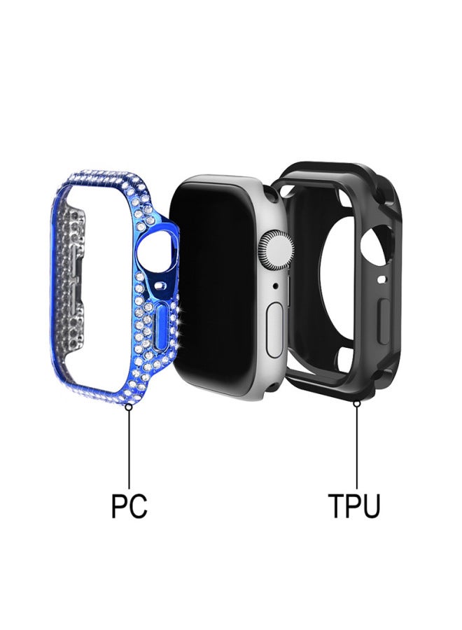For Iwatch8 For Apple Watch Case Full Drill Electroplated PC + TPU Hollow For Apple Watch Half Bag Protective Case-Color:Green-Exterior Dimension:41mm 【Carton】】 - Image 4