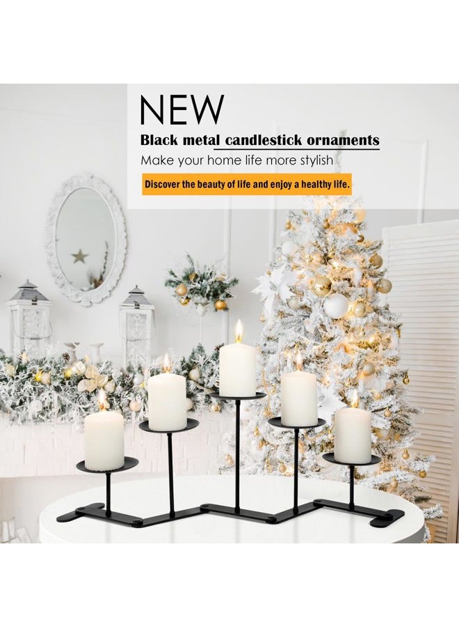 Lifyzoon Black Iron Candelabra Candle Holder: Adjustable Fireplace Candelabra Candle Holder - Centerpiece Candle Holder Stand Decor for Pillar Candle - Image 4