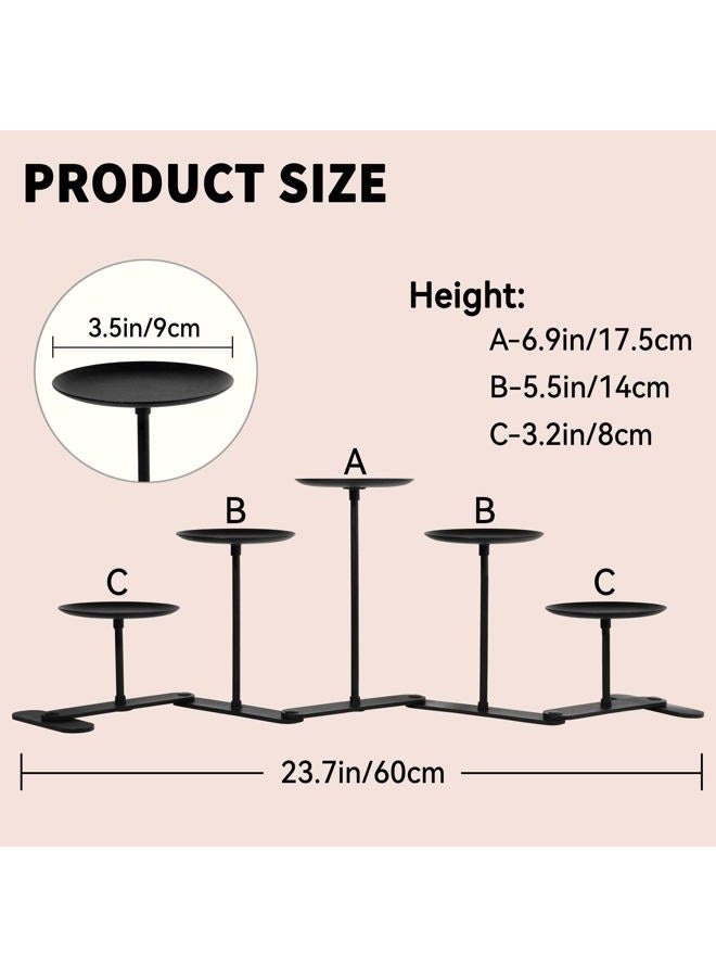 Lifyzoon Black Iron Candelabra Candle Holder: Adjustable Fireplace Candelabra Candle Holder - Centerpiece Candle Holder Stand Decor for Pillar Candle - Image 3