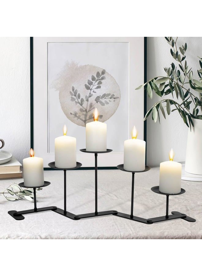 Lifyzoon Black Iron Candelabra Candle Holder: Adjustable Fireplace Candelabra Candle Holder - Centerpiece Candle Holder Stand Decor for Pillar Candle - Image 2