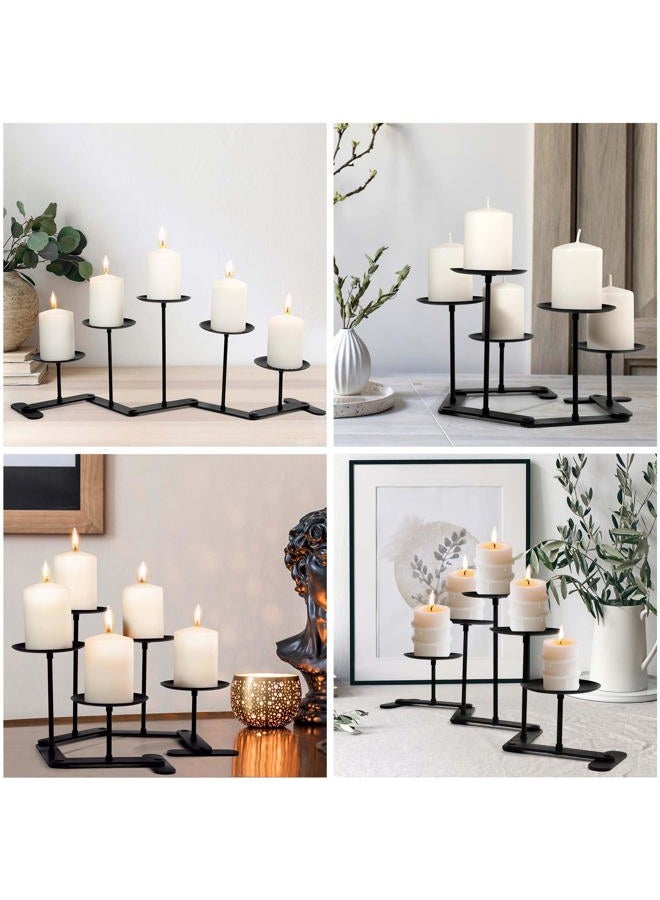 Lifyzoon Black Iron Candelabra Candle Holder: Adjustable Fireplace Candelabra Candle Holder - Centerpiece Candle Holder Stand Decor for Pillar Candle - Image 5