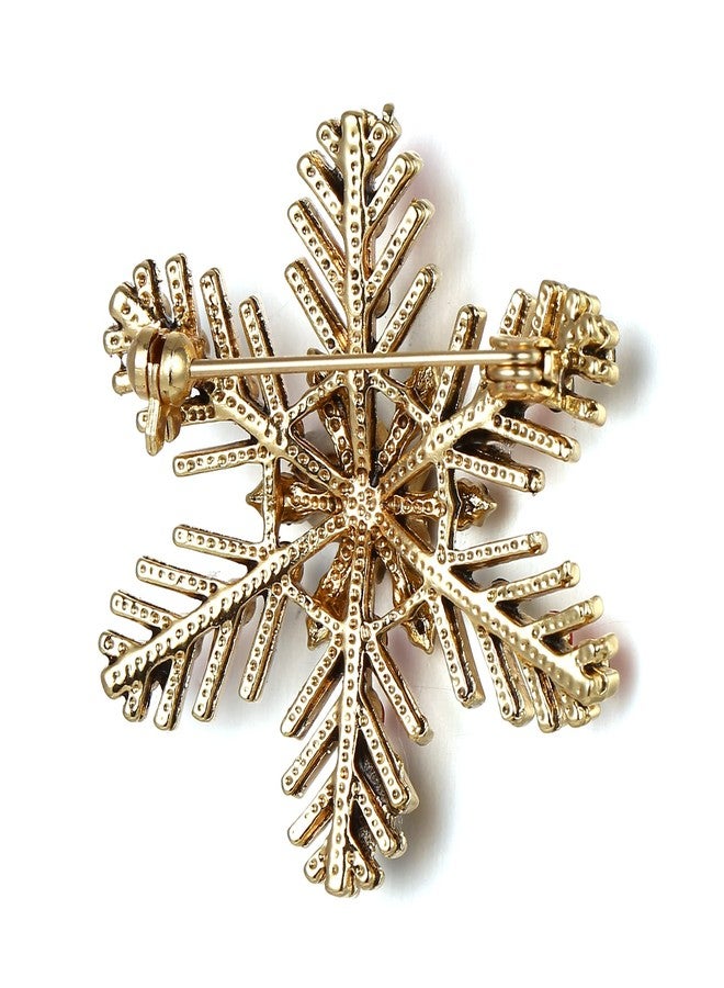 بريلوف بروش ندفة الثلج الشتوية من بريلوف، مزين بالكريستال، هدية أنيقة للنساء، متعدد الألوان، بلون ذهبي. - Image 3