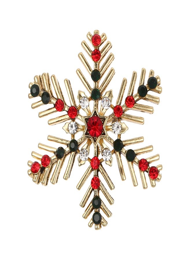 بريلوف بروش ندفة الثلج الشتوية من بريلوف، مزين بالكريستال، هدية أنيقة للنساء، متعدد الألوان، بلون ذهبي. - Image 1