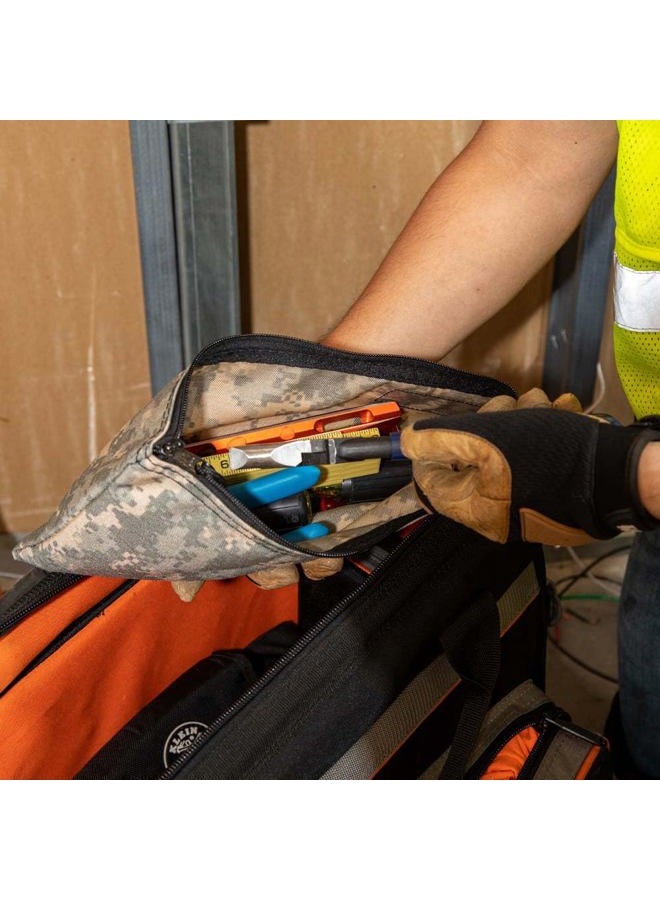 Klein Tools حقيبة سحاب كلاين تولز 5139C، حقيبة أدوات من نايلون كوردورا بتصميم تمويهي مع سحاب ثقيل، 12.5 × 7 إنش - Image 4