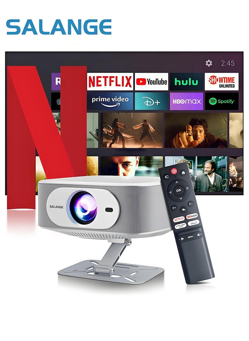 Salange - P92 MAX Projector 4K, Netflix Licensed Smart Android 13 NTV Auto Keystone Electric Focus Projectors, 400 ANSI 1080P Native BT5.2 WiFi6 Outdoor Movie Projector - Image 1