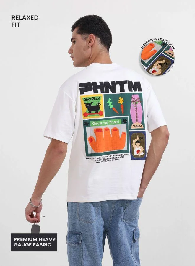 شركة المرآب الهندية تيشيرت رجالي بقصة مريحة وطبعة جرافيك ورقبة دائرية وأكمام قصيرة