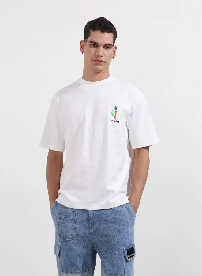 شركة المرآب الهندية تيشيرت رجالي بقصة مريحة وطبعة جرافيك ورقبة دائرية وأكمام قصيرة