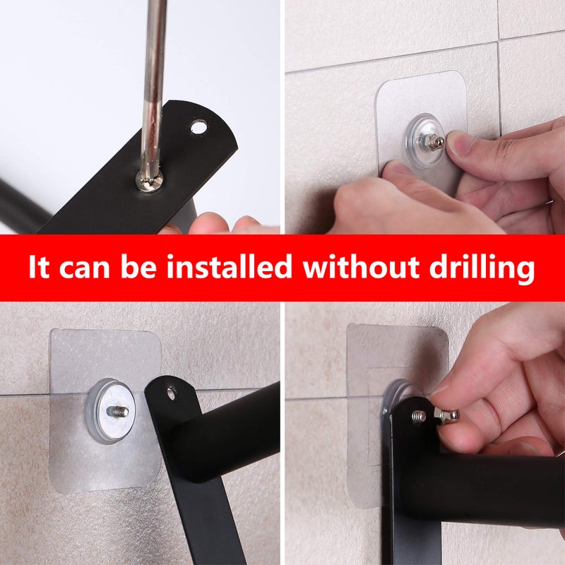 lanliebao Towel Bars Freely Retractable 20-30 Inche Stainless Steel 304 Bath Towel Rack Strong 3M Adhesive Bathroom Wall-mounting Free mounting Hole-Installing washroom Kitchen Space Saving Black-3 Bars - Image 4
