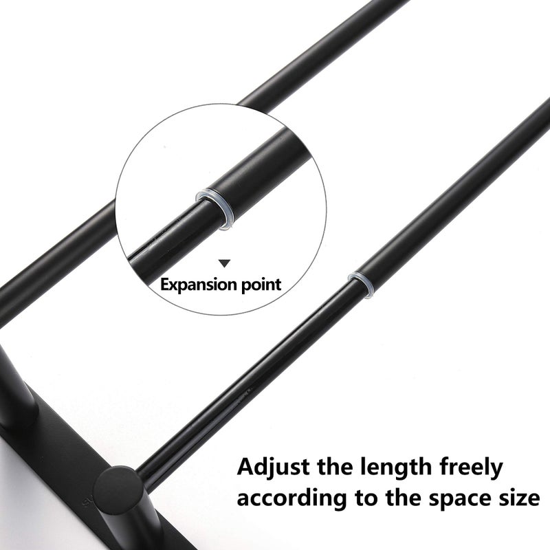 lanliebao Towel Bars Freely Retractable 20-30 Inche Stainless Steel 304 Bath Towel Rack Strong 3M Adhesive Bathroom Wall-mounting Free mounting Hole-Installing washroom Kitchen Space Saving Black-3 Bars - Image 5