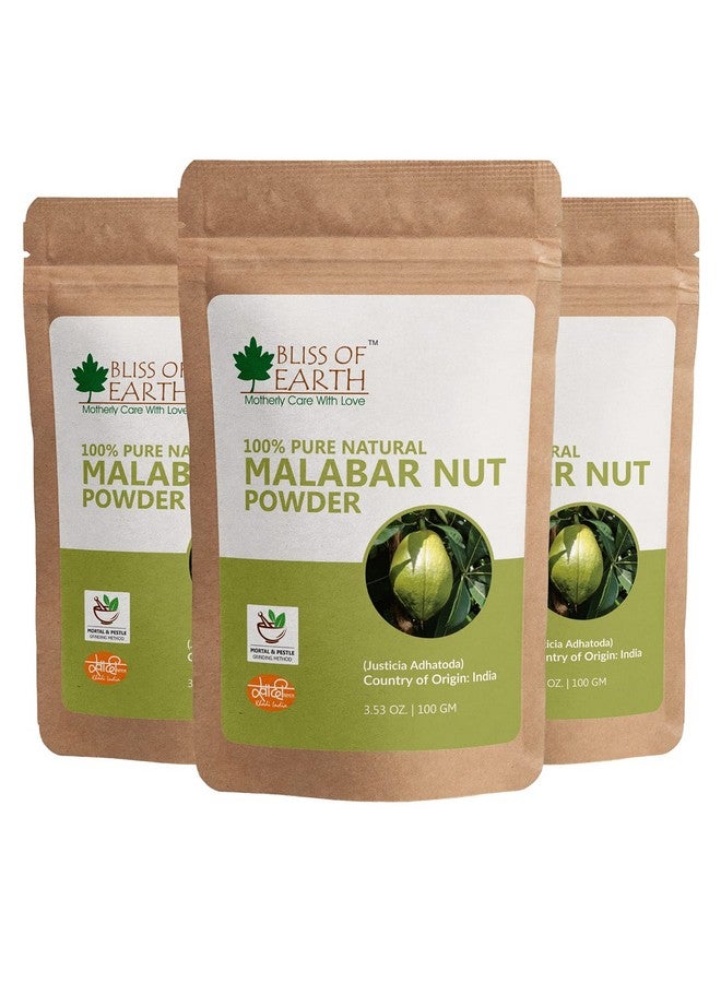 Bliss of Earth 100% Pure & Natural Malabar Nut Powder (Adusa Powder) 3x100GM | Vasika Powder | Healthy Skin | Natural Blood Purifier | joint Pain Reliver | Balance Pitta & Kapha Doshas | - Image 1