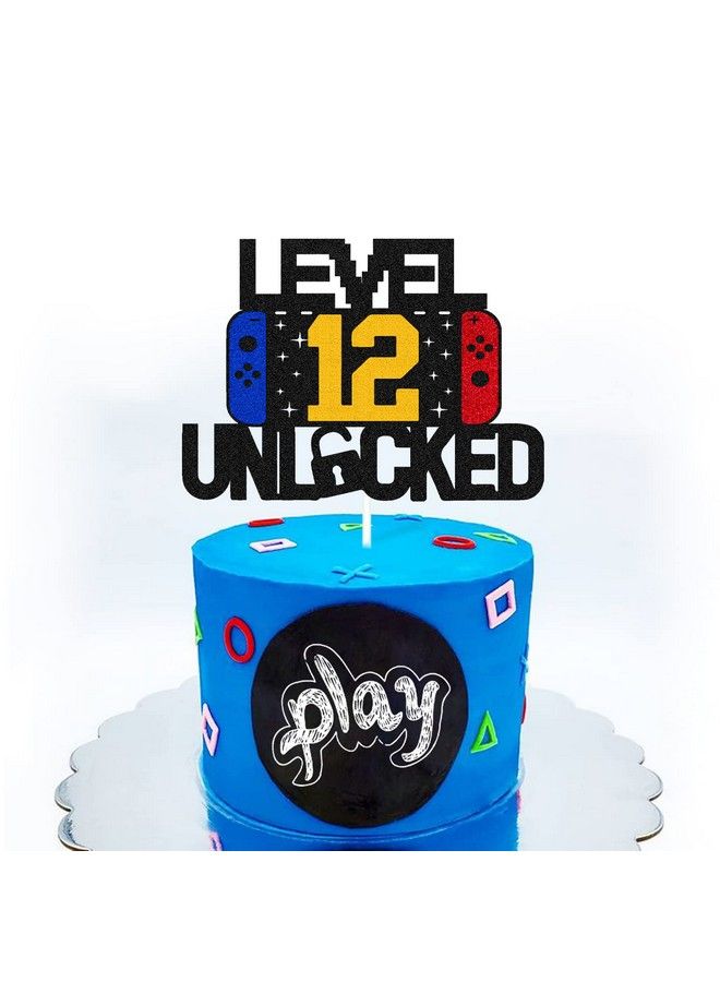Level 12Nd Unlocked Sign Cake Topper Happy 12Nd Birthday Level Up Tenth Cake Decorations For Video Game Controller Themed Kids Boy Girl Bday Party Supplies Double Sided  - Image 5