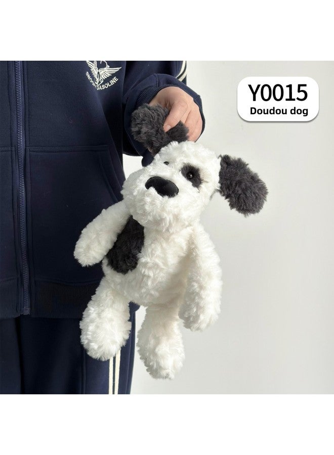 Loquat Plush Dolls Toys Dolls - Soft Stuffed Toy Bow Tie Blue Yellow Striped Shirt Brown Pants-Color:Doudou Dog 23cm-Height:8 Inch (color Random Hair) - Image 1