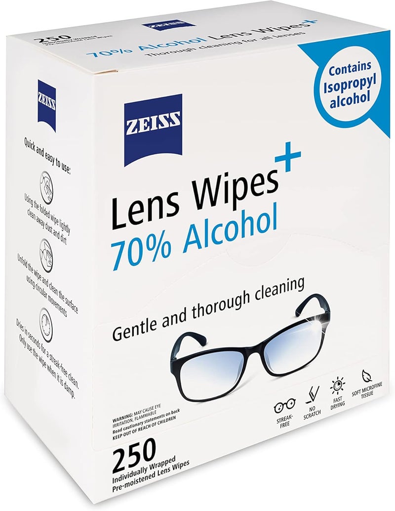 Zeiss Pre-Moistened Lens Cleaning Wipes with 70% Alcohol, 250 Count - Image 2