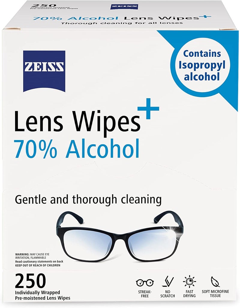 Zeiss Pre-Moistened Lens Cleaning Wipes with 70% Alcohol, 250 Count - Image 1