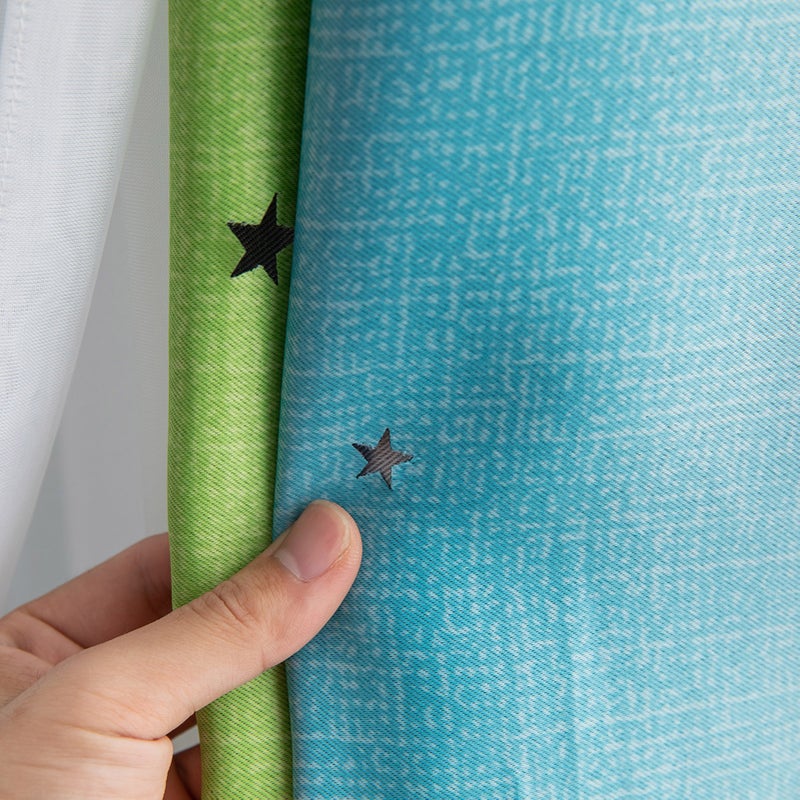 2pc Curtain Simple Gradient Hollow-out Star Pattern Double Layer Blackout Bedroom Living Room Insulation Curtain - Image 3