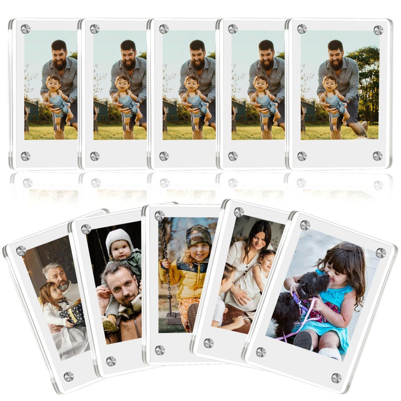 eWonLife 10Pack Polaroid Magnet Frame for Refrigerator 236 x 354 Inch Double Sided Acrylic Clear Instax Mini Magnetic Photo Holder for Instant Photos Display
