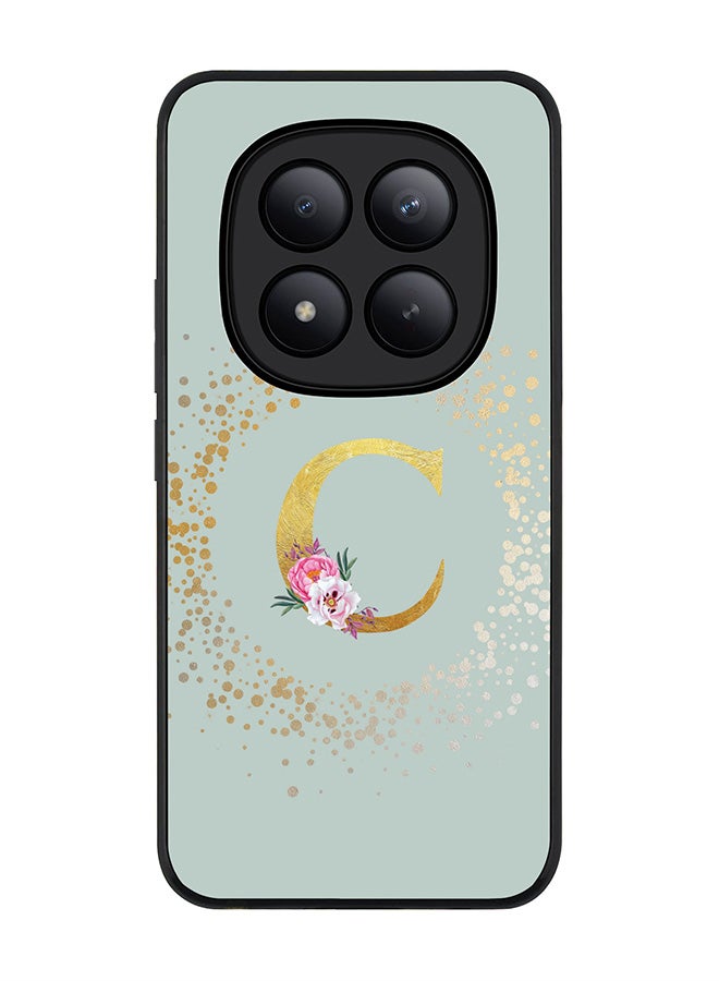 For Xiaomi Redmi Note 15 Pro+ / Poco M8 Pro Case,Slim fit Camera Protection, Shockproof Thin Phone cover  - Custom Monogram Floral - C  (Light Grey )