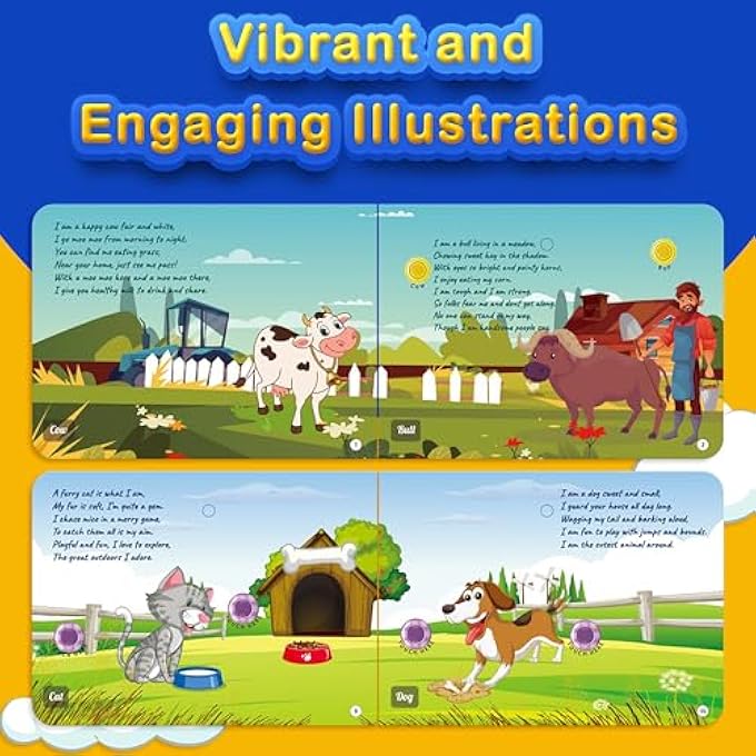 PACK OF 4 RHYMES BOOK|8 CLASSICAL +16 RHYMES EACH FOR FARM,AQUATIC ANIMALS & BIRDS |28 SOUNDS EACH|INTERACTIVE TOUCH N PLAY SOUND BOOK|BEST MUISCAL GIFT FOR 1-3 YEARS|SING ALONG BOOKS - Image 5