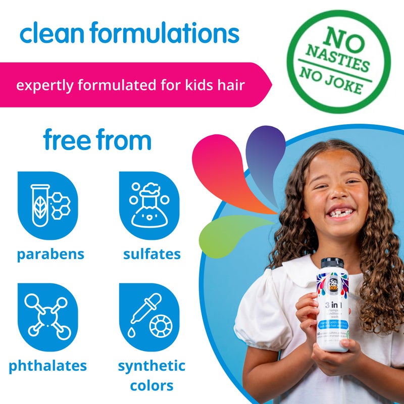 SO COZY SoCozy 3 in 1 Kids Shampoo + Conditioner + Body Wash (16 Fl Oz) Gentle, Hydrating Hair & Body Cleanser with Keratin, Vitamin B5, & Kiwi Extract, Paraben & Sulfate-Free - Image 5