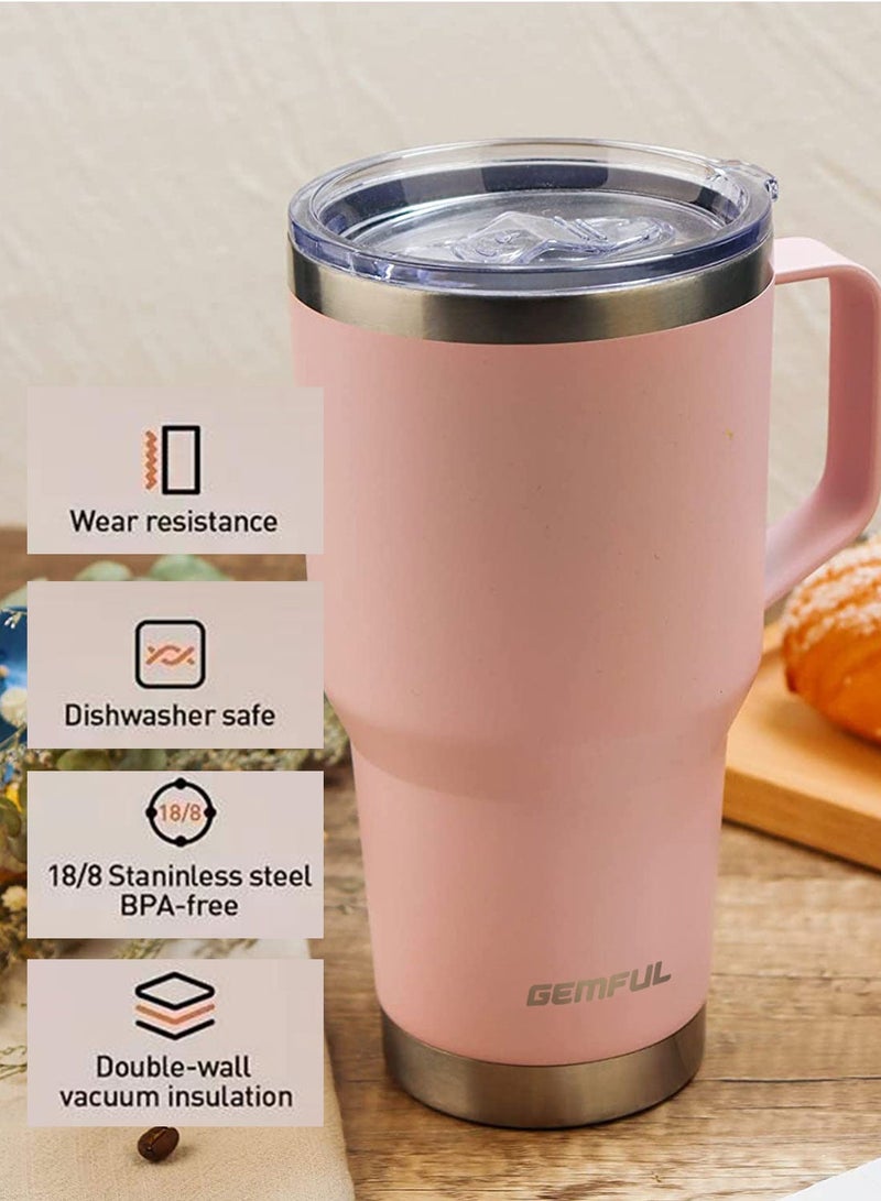 GEMFUL Double-Walled 900ml Tumbler – Vacuum Insulated Coffee Mug with Lid & Handle – Keeps Beverages Hot or Cold for Hours - Image 3