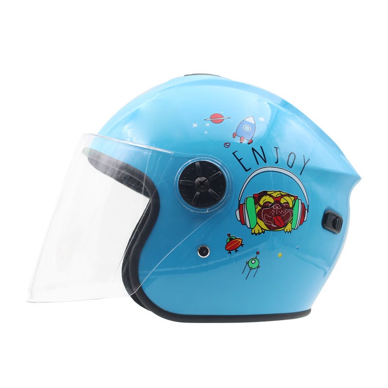 Export childrens cartoon helmet electric battery car Boys and Girls baby helmet universal riding big children protective helmet Blue Puppy