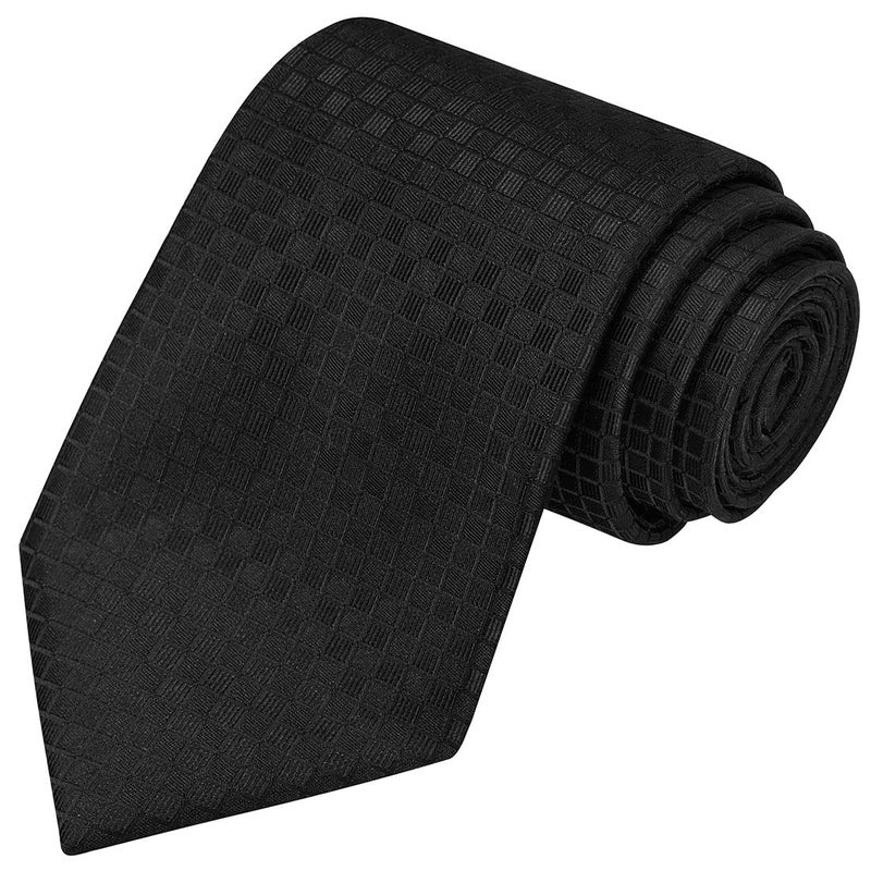 KissTies Mens 63'' XL Long Tie Black Solid Necktie For Tall Man + Gift Box - Image 1