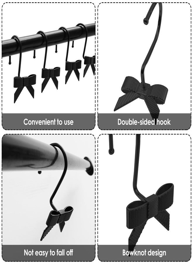 KarHoeGern 12pcs Black Bow Shower Curtain Hooks Decorative Smooth Sliding Shower Curtain Rings Hangers Cute Black Bow Bathroom Decor for Bathroom Nursery Art Decors Girl Room - Image 4