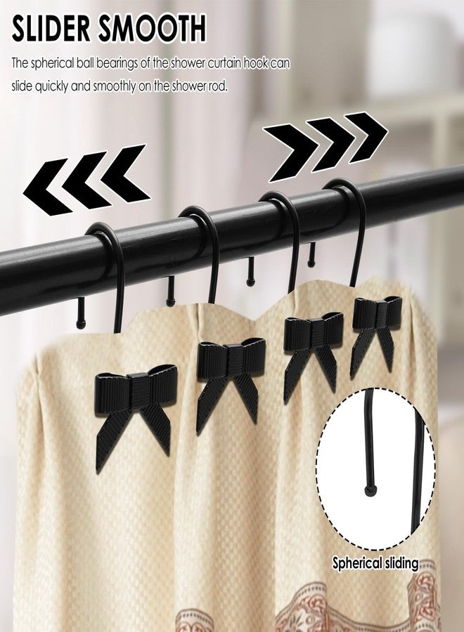 KarHoeGern 12pcs Black Bow Shower Curtain Hooks Decorative Smooth Sliding Shower Curtain Rings Hangers Cute Black Bow Bathroom Decor for Bathroom Nursery Art Decors Girl Room - Image 3
