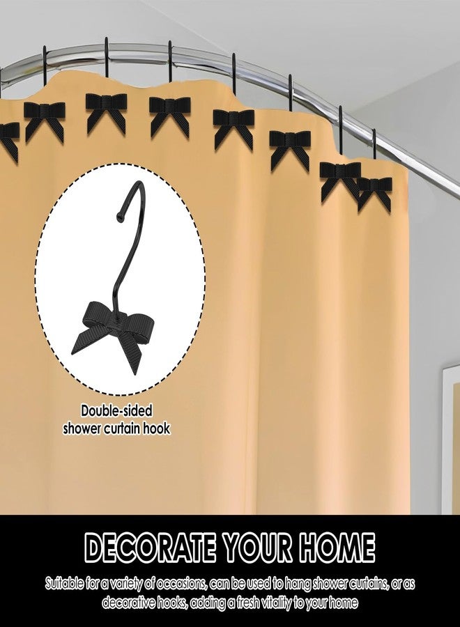 KarHoeGern 12pcs Black Bow Shower Curtain Hooks Decorative Smooth Sliding Shower Curtain Rings Hangers Cute Black Bow Bathroom Decor for Bathroom Nursery Art Decors Girl Room - Image 2