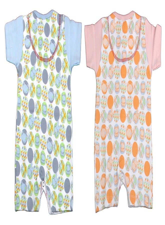 Favism Pure Ultra Soft Cotton New Born Baby Rompers Combo Pack of 2 pcs, Blue Pink, Size 6-9 Months, Unisex - Image 2