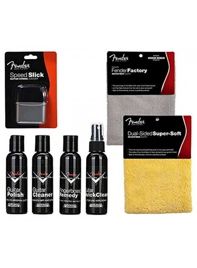 FENDER Fender Guitar Super Care Kit Bundle with Speed Stick String Cleaner, Custom Shop Deluxe Guitar Care System 4 Pack, Super-Soft Dual-Sided Microfiber Cloth, and Fender Factory Microfiber Cloth  - Image 1
