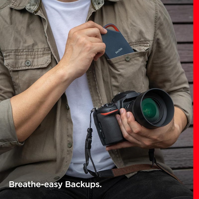 سانديسك قرص صلب محمول 2 تيرابايت Extreme PRO مع USB4، سرعة قراءة تصل إلى 3800 ميجابايت/ثانية وسرعة كتابة 3700 ميجابايت/ثانية، USB-C، USB 3.2، متوافق مع الإصدارات السابقة، مقاوم للماء والغبار IP65 - SDSSDE82-2T00-G25 - Image 5