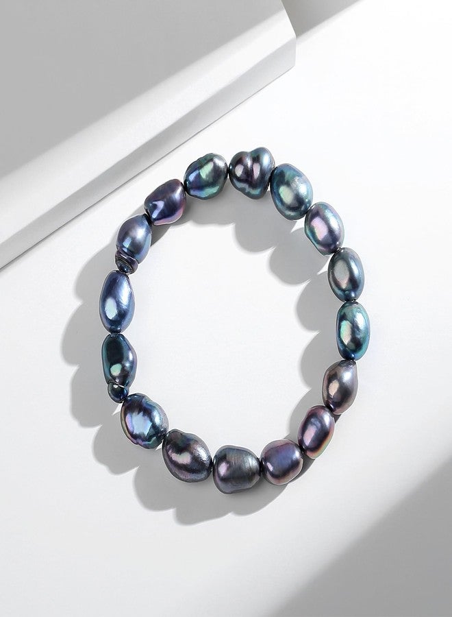 YAMI Black Pearl Bracelet - Natural Saltwater Cultured Baroque Pearl (8-9.5mm) on Stretch Bracelet, Elegant Luxurious Jewelry Gift for Women for Anniversaries, Birthdays, and Mother's Day - Image 2