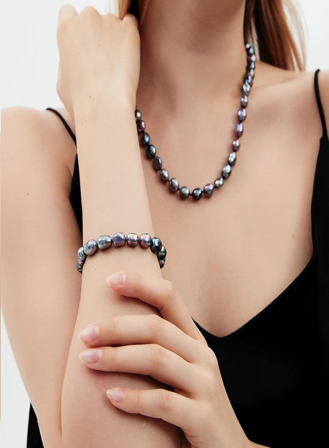 YAMI Black Pearl Bracelet - Natural Saltwater Cultured Baroque Pearl (8-9.5mm) on Stretch Bracelet, Elegant Luxurious Jewelry Gift for Women for Anniversaries, Birthdays, and Mother's Day - Image 4