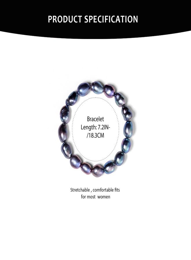 YAMI Black Pearl Bracelet - Natural Saltwater Cultured Baroque Pearl (8-9.5mm) on Stretch Bracelet, Elegant Luxurious Jewelry Gift for Women for Anniversaries, Birthdays, and Mother's Day - Image 5