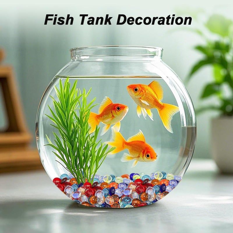 Virekm Mini Glass Gems for Vase,Mixed Colour Glass Stones Flat Bottom Marble Beads for Aquarium Fish Tank Planter Crafts Home Decorative Art Craft Vase Filler (Colorful, 1 Pound) - Image 2