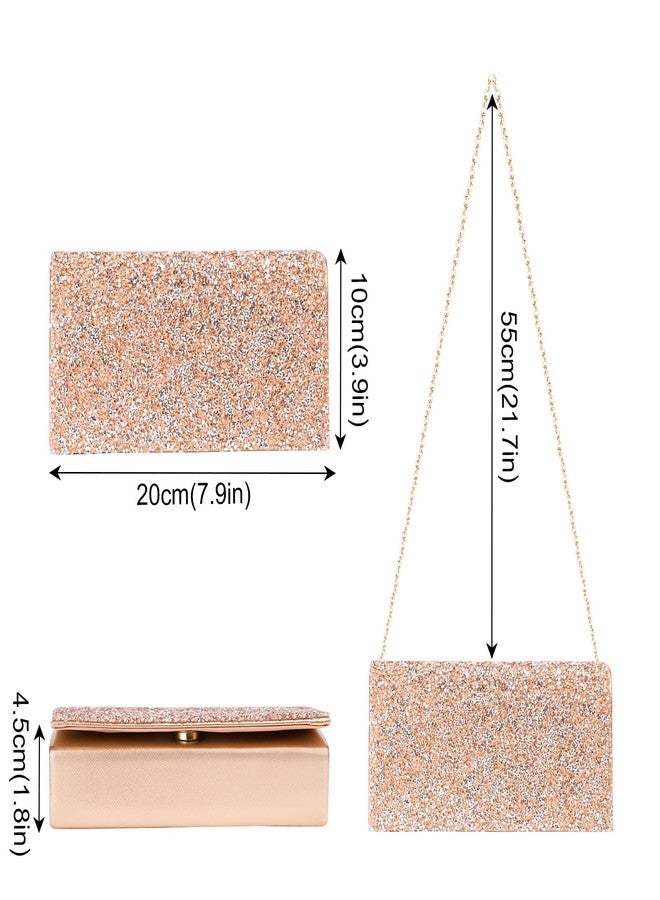 Larcenciel Women's Evening Handbags, Bling Rhinestone Purse w/Chain, Stunning Rose Gold Envelope Clutch Bag, Formal Shoulder Crossbody Bag for Prom, Bachelor Party, Wedding Cocktail Date,7.9x3.9x1.8in - Image 3