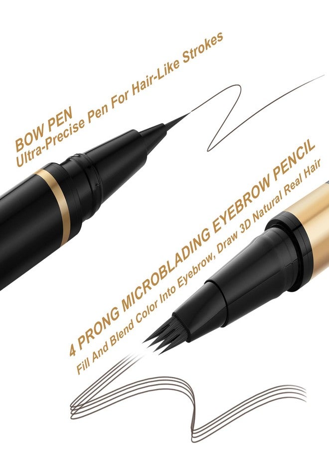 LAVONE Microblading Eyebrow Pen Kit - Waterproof Brow Makeup Set with Eyebrow Pencil, Eyebrow Gel Clear, Eyeliner, Dual-ended Eyebrow Brush, Natural Looking Brows with Long-Lasting All-Day Hold - Brunette - Image 3