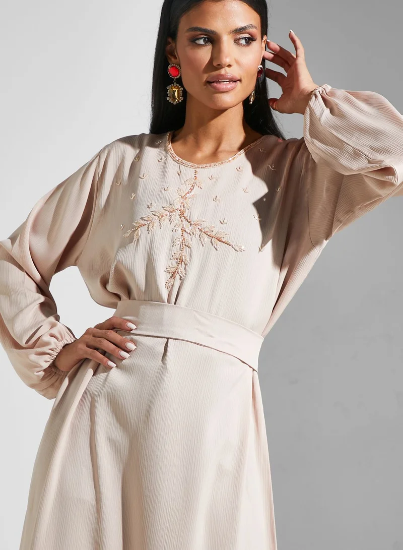 hayas closet Embellished Belted Jalabiya