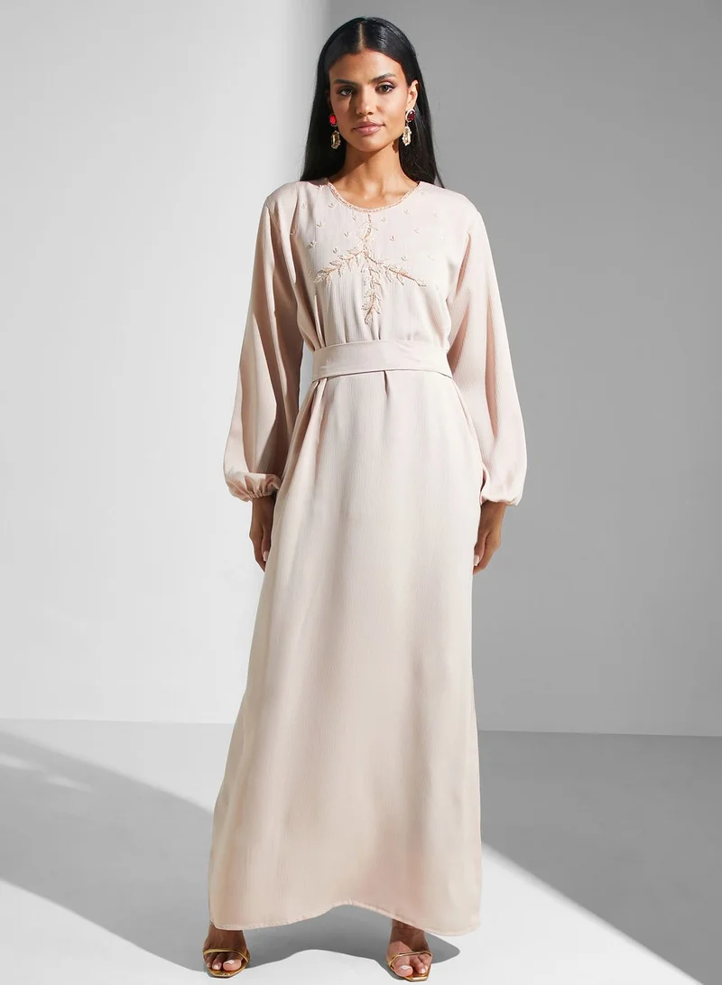 hayas closet Embellished Belted Jalabiya
