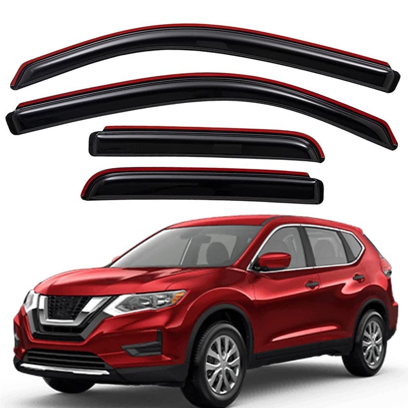 لجترونيك كليب أون الإضافي المتين في قناة فتحة نافذة السيارة يناسب 2014-2020 نيسان روج يستثني روج سبورت حماية من الأشعة فوق البنفسجية واقي مطر واقي ريح أصلي بدون حفر دخاني داكن 4 قطع