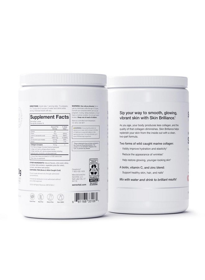 Serovital Skin Brilliance - Marine Collagen Peptides Powder - Hydrolyzed Type I & II Fish Collagen - Skin, Hair & Nails - 8.97 oz - Image 2