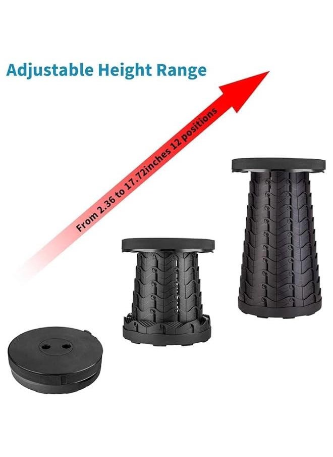 ﻿Upgraded Portable Collapsible Stool, Height Adjustable, Lightweight, Retractable Camping Seat Travel Chair, Foldable Footrest for Camping Fishing Hiking BBQ - Max Load 440lbs / 200kg(Black)