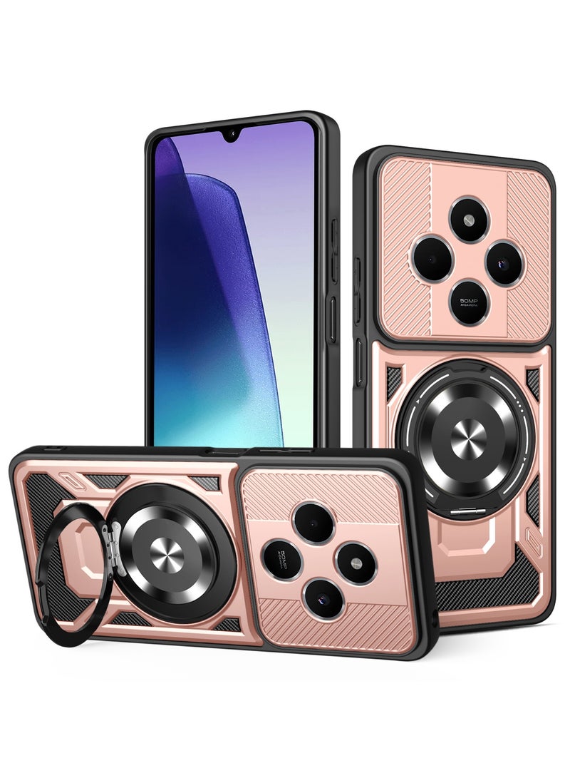 Case Cover Shock Resistant Protect Camera TPU + PC Compatible with Redmi 14C / Poco C75 4G (Rose Gold)