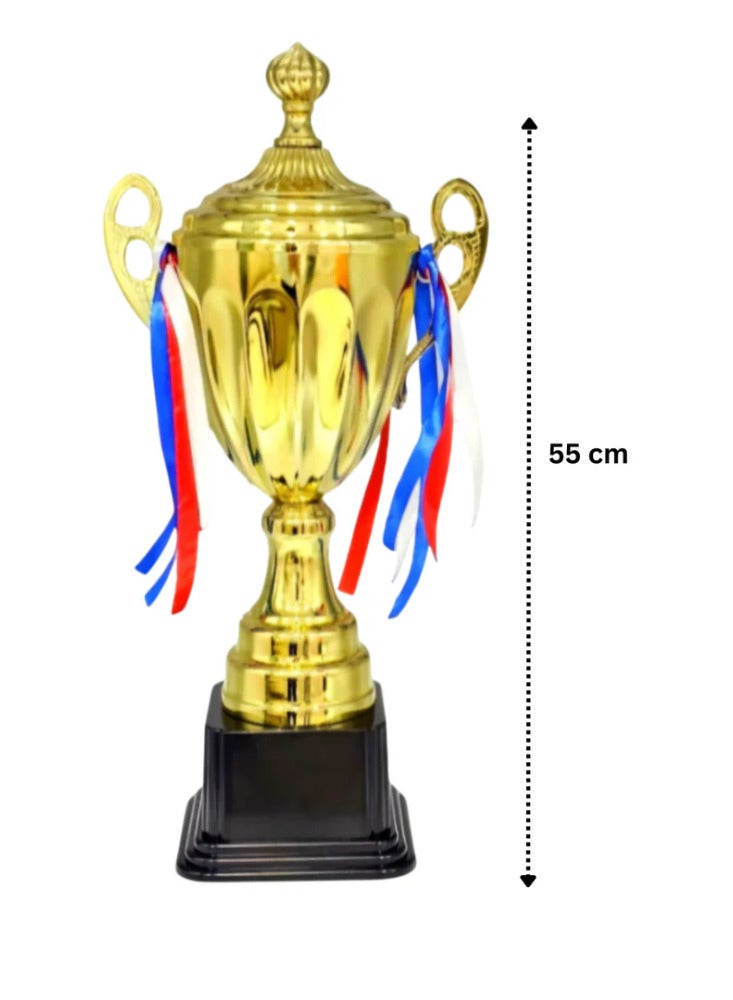 سبال مجموعة من 3 كؤوس ذهبية - 52 سم، 46 سم، 41 سم - كؤوس جوائز معدنية كبيرة للرياضة والمسابقات المدرسية والفعاليات المؤسسية - Image 2