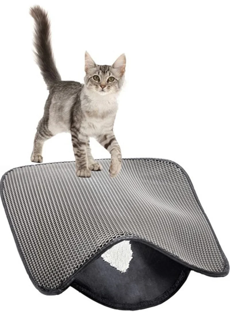 5 دي ام Cat Toilet Front Sand Collector Cleaner Gray Mat with Screen
