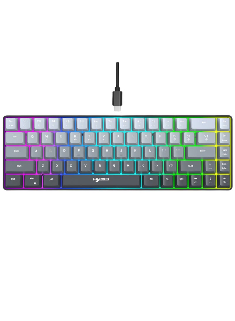 HXSJ New V200 Wired Membrane Keyboard Gaming Keyboard 68 Keys Gradient Color RGB Backlight  - Image 1