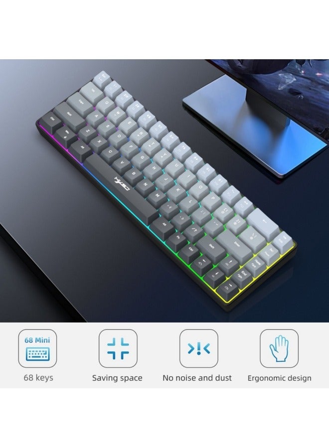 HXSJ New V200 Wired Membrane Keyboard Gaming Keyboard 68 Keys Gradient Color RGB Backlight  - Image 5