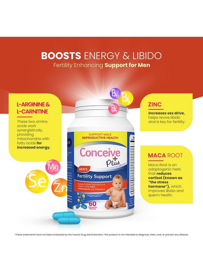 CONCEIVE PLUS Fertility Support for Men | Fertility Supplements for Men with Zinc, Vitamin C, E, Selenium | Motility Activator Multivitamin for Sperm Health & Conception | 60 Caps for 30 Days - Image 5