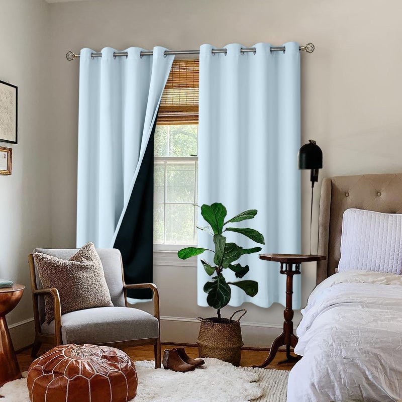 BGment بئسة الطفل الأزرق 100 ٪ الستائر اللفاتية لغرفة نوم الحضانة 72 بوصة الطول 2 لوحات حرارية معزولة الكامل إلقاء الضوء على الضوضاء الستائر إلغاء ضوضاء لغرفة الأطفال 52 بوصة لكل منهما - Image 2